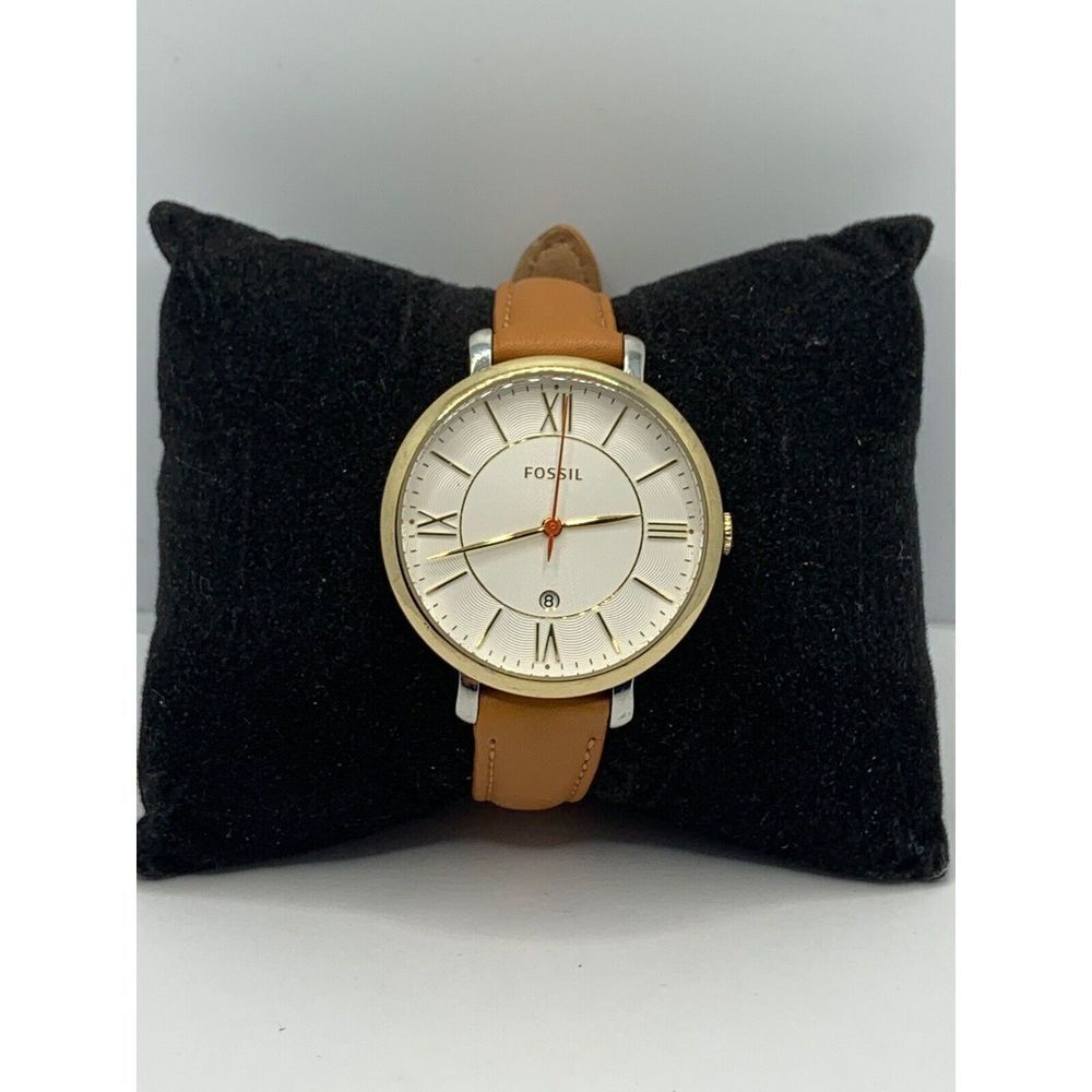 Fossil ES53487 Unisex Brown Leather Analog Beige Dial Quartz Wrist Watch RU155